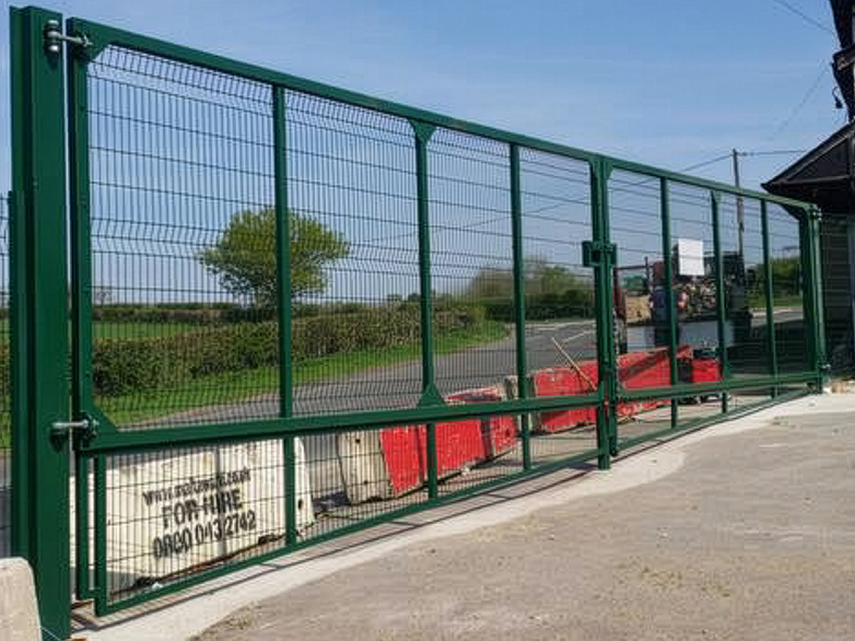Wide meshed gates installed at storage yard entrance