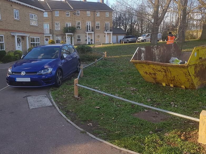 Oak Posts with Weathered Tops for Knee Rail Replacement