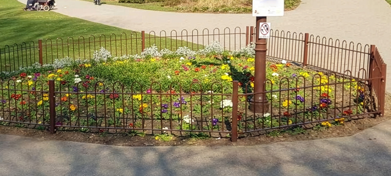 Bow Top Fencing Around Flower Bed at Havering Country Park