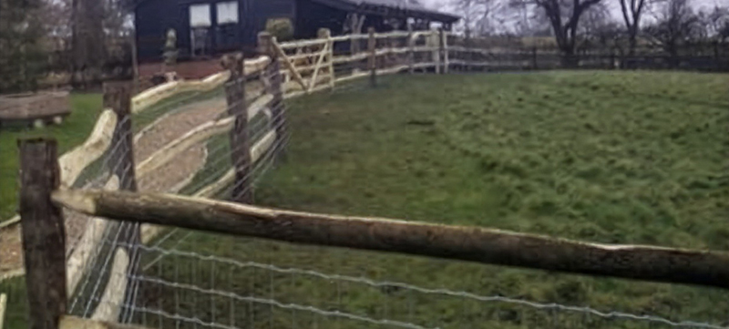 Cleft Chestnut Post and Rail Fencing in Toot Hill Garden