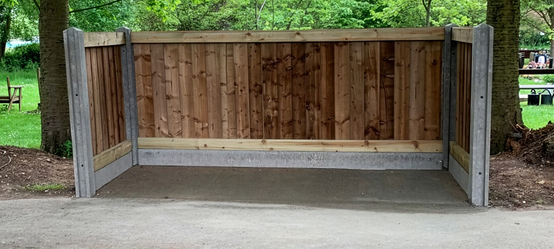 Custom bin areas installed in graveyard setting
