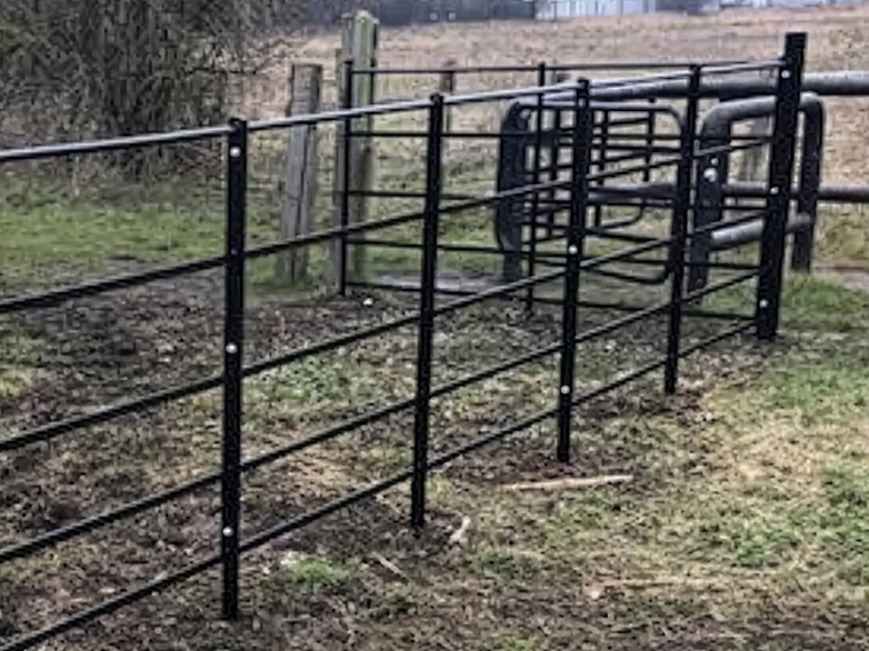 Pre-powder coated estate fencing panels installed on site