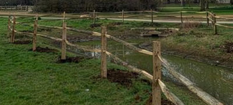 Morticed post and rail fence installed in Hyde Park, London