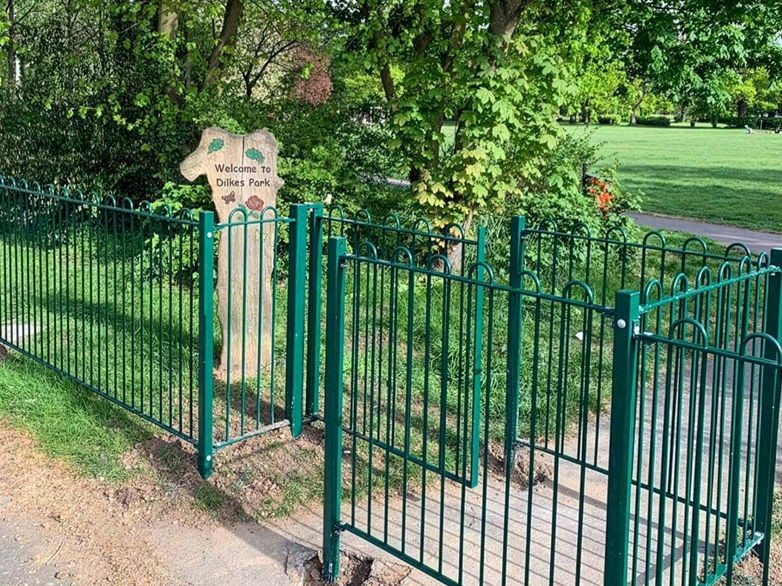 Bow Top Fencing Securing Park Entry