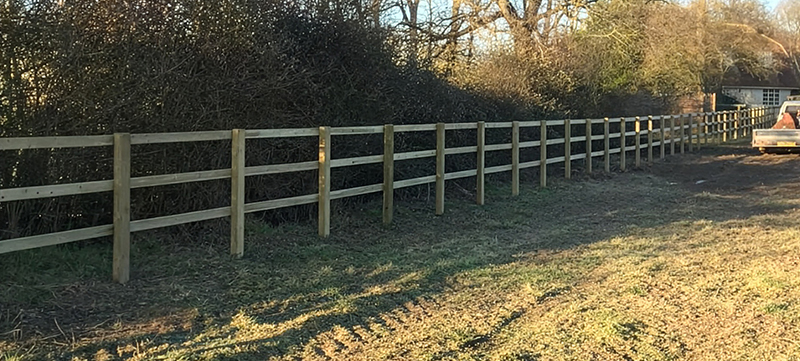 Post and rail fencing installed at a property in Burnham-on-Crouch
