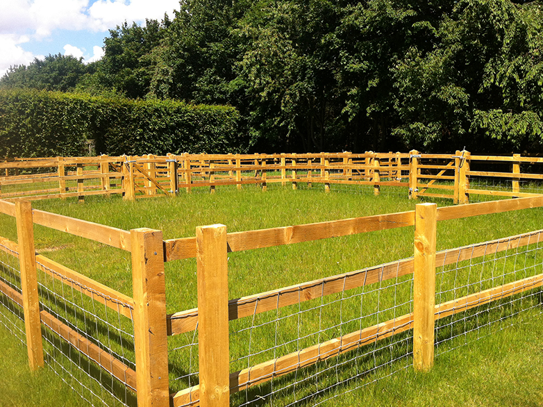 UC4 treated post and rail fencing with stock wire at Capel Manor