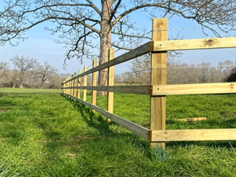 Post and Rail with Barbed Wire - Rural Boundary Fence - 1