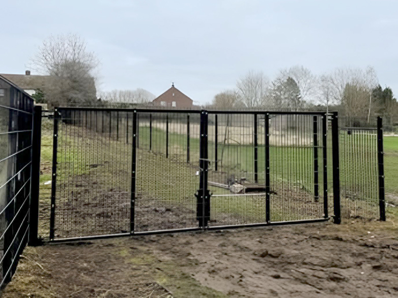 Black Mesh Security Fence With Gates Project - 2