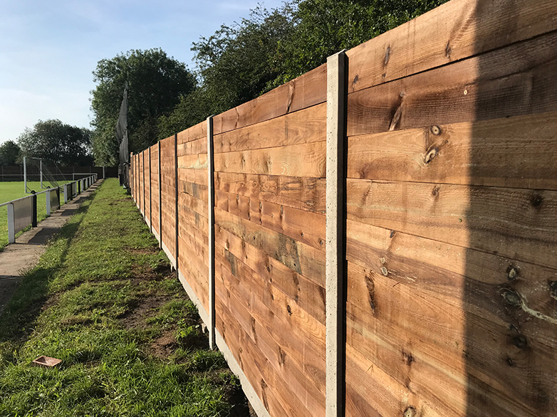 Timber Fencing for Football Club Boundary