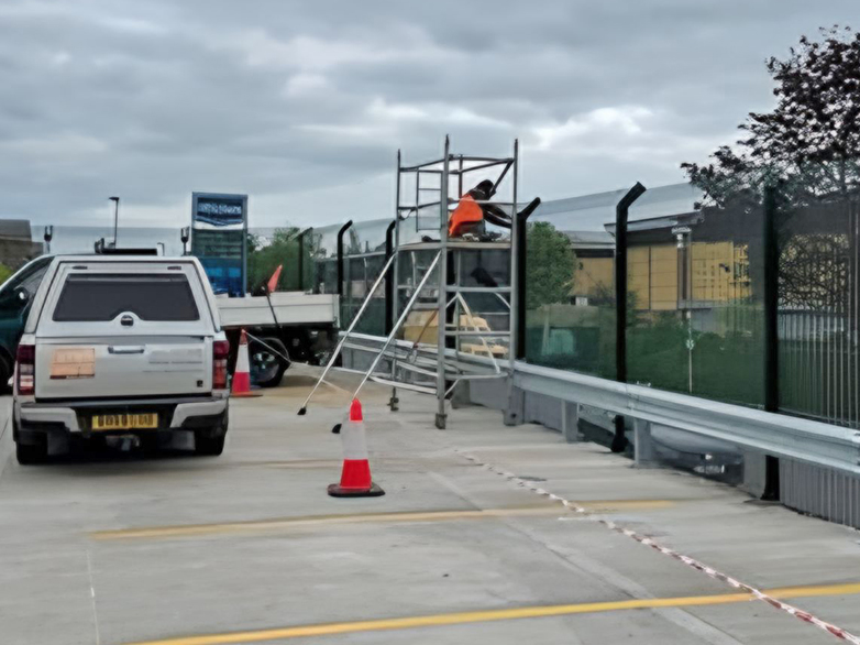 Industrial Estate Green Mesh Fence Installation