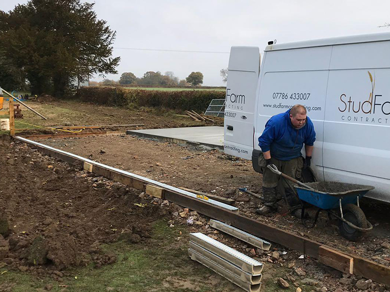 Concrete base preparation for stable block