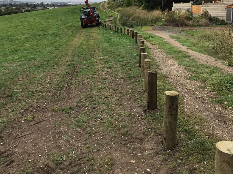 Timber Bollards Securing a Rural Site