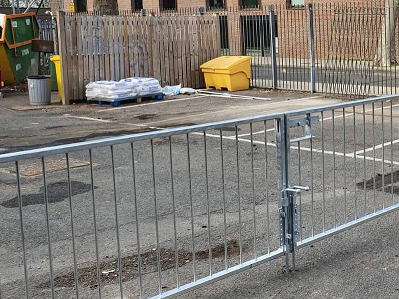 School car park pedestrian gate and railings installation