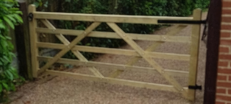 Timber field gate installed at driveway in Wickford
