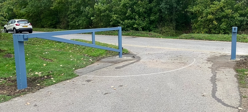 Hingeless barrier gate installed at site entrance