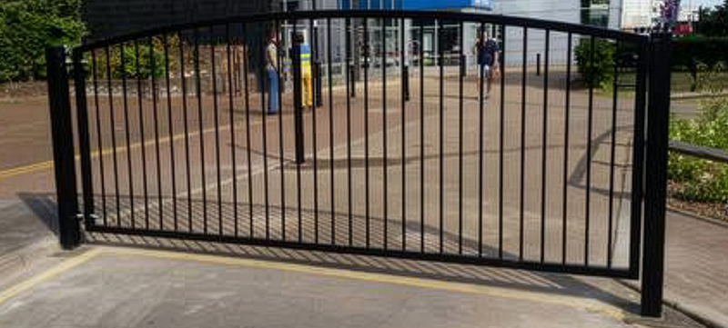 Vertical bar gate installed outside Romford Central Library