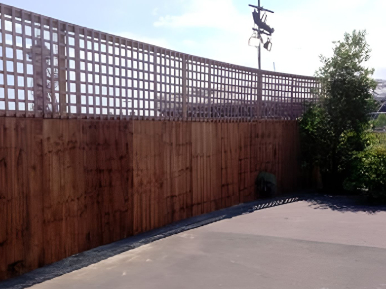 Closeboard fence installed on tarmac at Olympic site