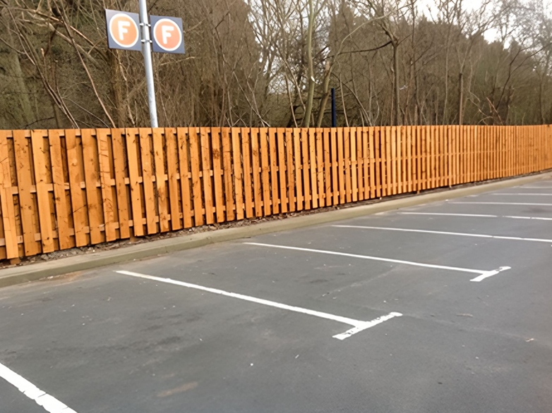 Hit & Miss Timber Fence Installed at Retail Location